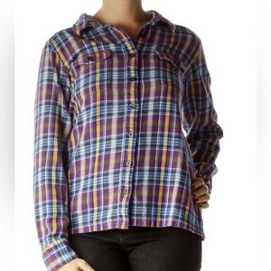 Patagonia Long-Sleeved Fjord Flannel Shirt Roadie Color Ikat Purple Size 10
